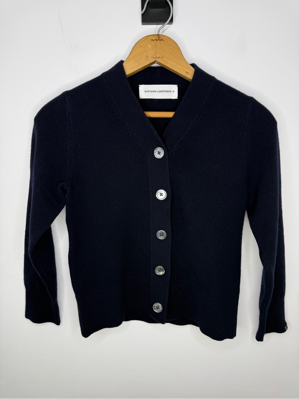 EXTREME CASHMERE Navy 5 Button Cardigan Sweater